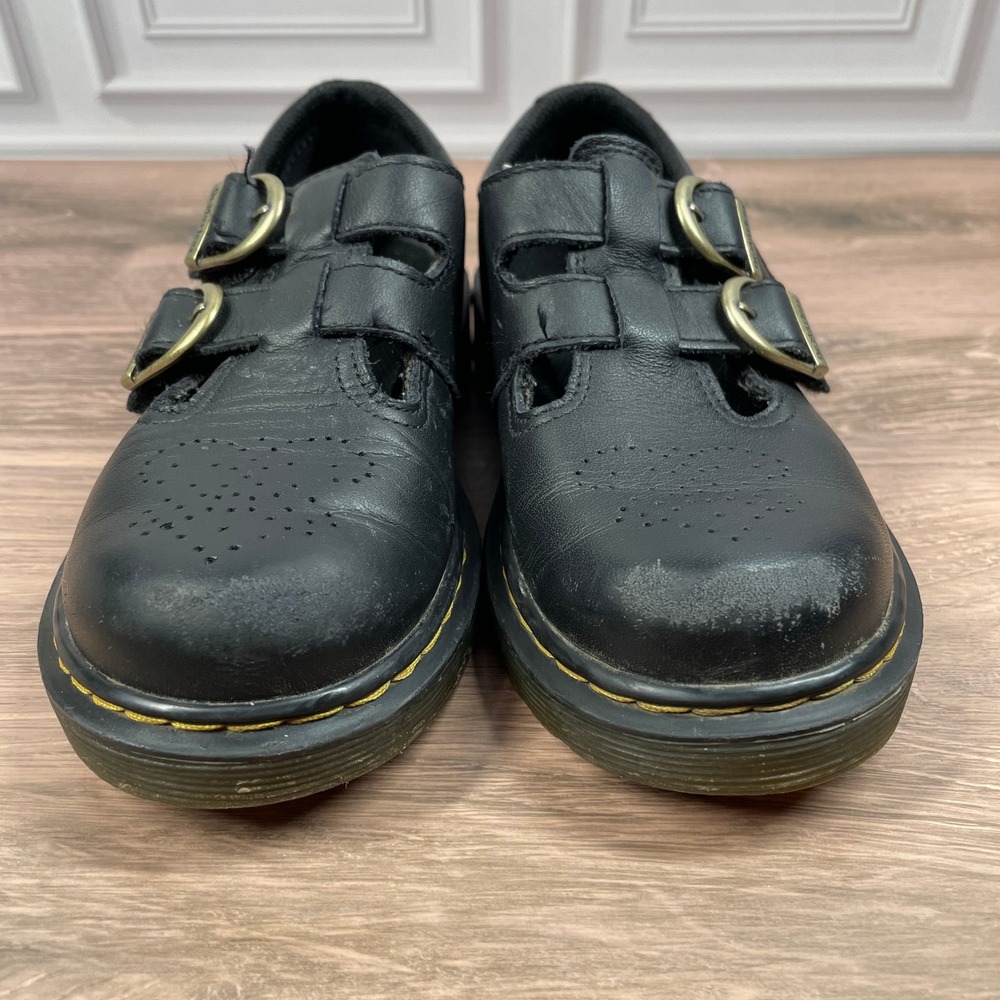 Dr. Martens 8065 J Mary Jane Kids‎ Black Leather Double Strap Shoes Size 13 US - Picture 6 of 14